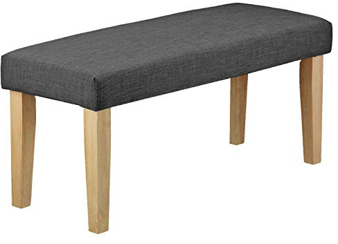 Homestyle4u Polsterbank Grau - Sitzbank Schlafzimmer & Flur, 103 cm | Bettbank mit Kiefernholz-Beinen, anthrazitfarbenem Stoffbezug & gesteppten Knöpfen – 103 x 41 x 47 cm