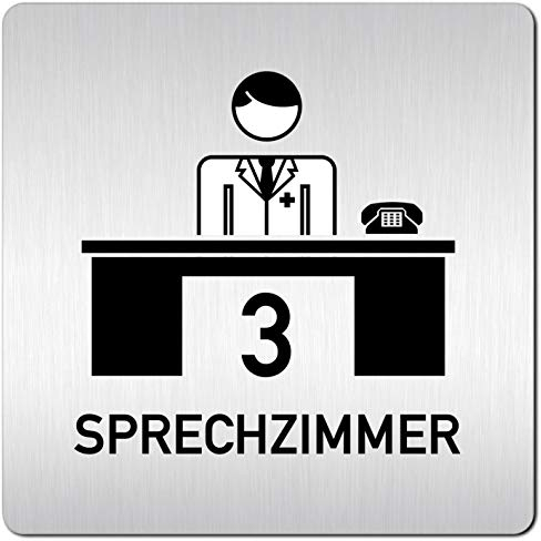 Türschilder24 XXL Schild - Türschild (B) • 125 x 125 x 1,5 mm • Praxis Sprechzimmer 3 Arzt 002 • Aluminium Vollmaterial • 100% Made in Germany