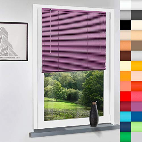 Aluminium Jalousie nach Maß, Jalousien Alu Jalousien nach maß innen Innenjalousien Maßanfertigung, für Fenster und Türen, Klemmfix ohne Bohren (Lila, Höhe: 130cm x Breite: 70cm)