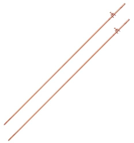 GOUNENGNAIL- 4' Grounding Rod - 3/8 Copper Ground Rod with Wire Clamp | Great for Electric Fences, Antennas,Satellite Dishes,and other Grounding Needs (2, 3/8''x4')