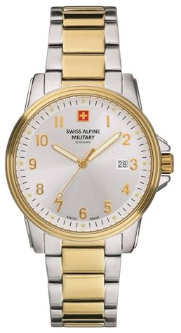 Swiss Alpine Military Herren Uhr Analog Quarz 7011.1 Edelstahl