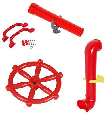 Spielturmzubehör Steuerrad+Teleskop+Periskop+Griffe Set Spielplatz Pirat (blau)