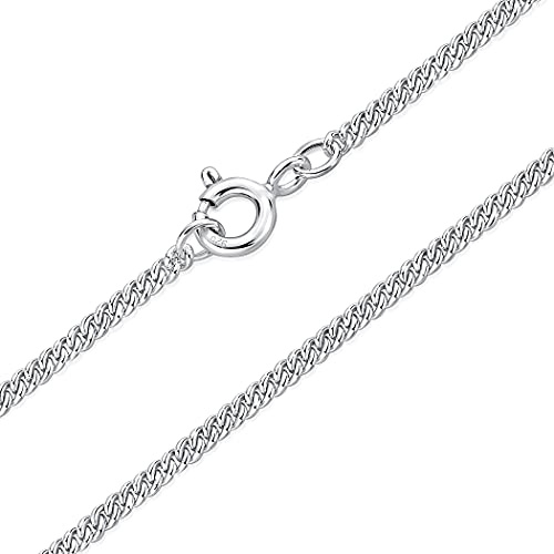DTPsilver® 925 sterlingsilver delikat och robust halsband/pansarkedja – fjäderringslås eller karbinhake – bredd: 2 mm – olika längder: 40, 45, 51, 55, 61 cm, Sterlingsilver