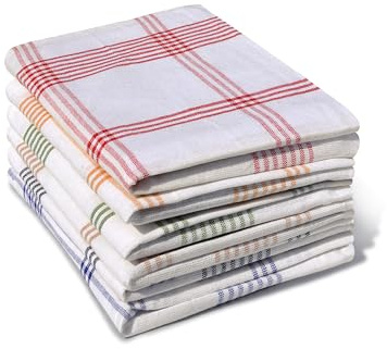 Home Linge Passion - Lot de 6 torchons de Cuisine 100% Coton - Multicolore - 50x70 cm