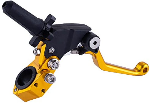 PRO CAKEN 7/8 22mm Universal Motorcycle Aluminum 360 ° Alloy Foldable Clutch Handle Motorcycle Clutch Handle with Mounting Seat for Motorcycle Street Sport Dirt Pit Mini Bikes Scooter ATV-Gold