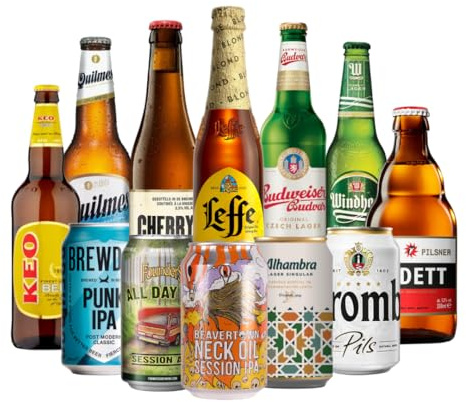 World Craft Beer Mixed Ale, Lager & IPA's Gift Set, 12 Pack | Globetrotting Selection, Includes Beer Glass