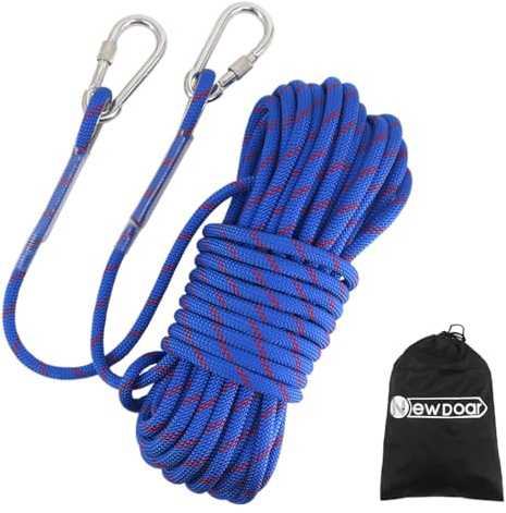 NewDoar 12KN/23KN Corda da Arrampicata Statica 10mm(3/8in) Attrezzatura per Cavo Accessori 10M, 20M,=30M Corda di Fuga Attrezzatura per Arrampicata su Ghiaccio Corda di Soccorso antincendio-Blue/30M