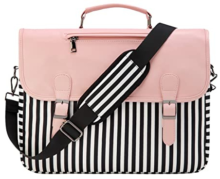 RAVUO Laptoptasche Damen, Wasserabweisend Lehrertasche 15,6 zoll Laptop Messenger Bag Elegant Aktentasche Arbeitstasche für Büro Reisen Rose