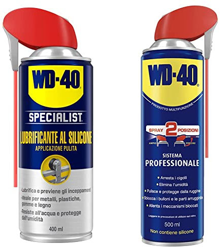 Wd-40 Specialist Lubrificante Al Silicone Spray Applicazione Pulita Con Sistema Doppia Posizione 400 Ml Trasparente & Prodotto Multifunzione Lubrificante Spray Sistema Doppia Posizione, 500 ml, Bianco