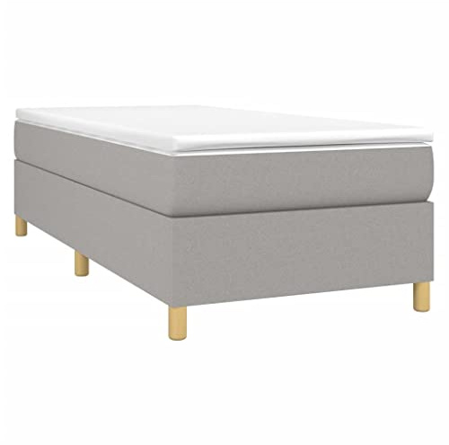vidaXL Estructura de Cama con somier Tela Gris Claro 90x190 cm