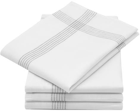 ZOLLNER 4er Set Geschirrtücher, Küchentücher, 50x70 cm, Leinen, weiß grau