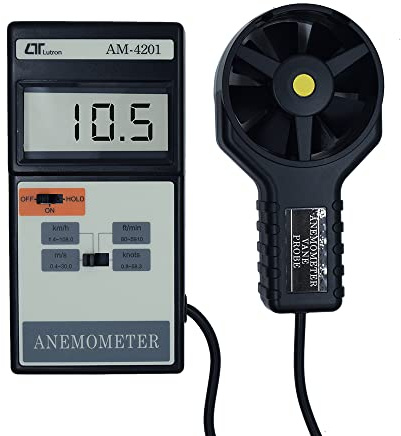 Handheld Portable Digital Vane Anemometer – air Velocity Meter, Wind Speed Anemometer, HVAC Duct Airflow Measurement, Heating System Ventilation Test | Range : 0.4 to 35.0 m/s Model: AM 4201