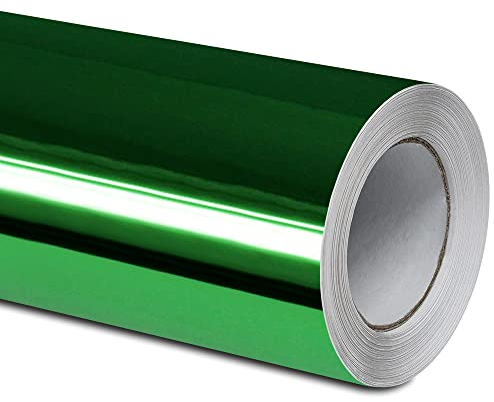 Folindo® Grün Chrom Autofolie (13€/m²) | 300 x 152 cm | Selbstklebende Luftkanal 3D Folie zur Auto Folierung | Blasenfrei
