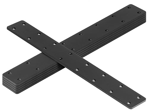 MOUNTAIN_ARK 6 Pack 14-3/4 x 2 Black Flat Mending Plate, Long Metal Steel Straight Bracket Repair Fixing Joint Connector for Wood Furniture, 11 Gauge, Braces & Joist Hangers