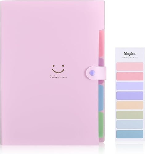 SKYDUE Dragspelsmapp, dokumentmapp för A4 med etiketter, mappsystem, dokumentorganisering för hem, kontor, skola och på resor, lilafärgad