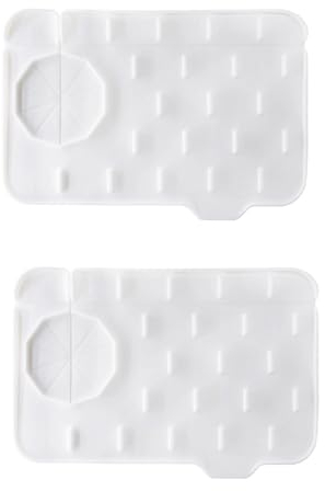 Geejia Tap Mat For Kitchen Sink,Silicone Sink Faucet Mat,Tap Handle Drip Catcher Tray Splash Guard Drying Mat For Kitchen & Room Counter Protector, Grey (White*2)