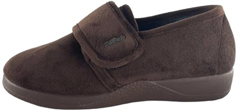 DeValverde Zapato Invierno para Mujer Pies Delicados - Anatómica Flexible y Ligera con Velcro - Terciopelo - Suela Antideslizante - Plantilla Acolchada - 35-42EU (Marrón, 42)