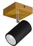 lightling modern Wandspot Julie, 1-flammige Wandlampe innen, Wandstrahler, Wandfluter Wandleuchte Leselampe Bilderleuchte, Holz & schwarz matt Metall, 1 x GU10 max. 15W, 12 x 16 cm