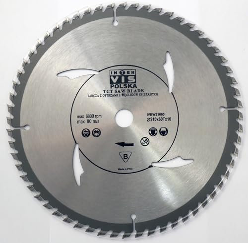 210x 16mm 60 TCT Zähne Sägeblatt, Kreissägeblatt für Holz