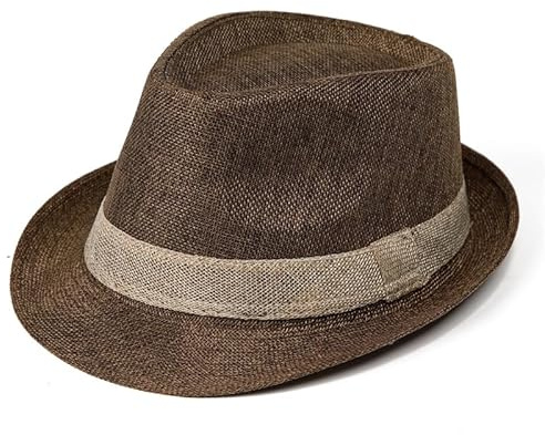 NICEYEA Fedora Trilby Para Hombre y Mujer - Sombrero de Paja Panamá Para el Sol, Ala Corta, Verano - Gorra de Playa, Accesorios