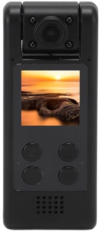 Annadue Videoregistratore Portatile, Registratore per Fotocamera con Clip Posteriore con Rotazione di 1080P HD a 180 Gradi, Action Camera Wi-Fi con Schermo LED da 1,3 Pollici con Luce di