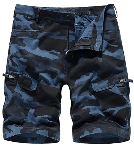 SRZYMJ Kurze Hosen Herren Sommer Jeans Shorts Baumwolle Motorrad Hosen Wasserdicht Schlafanzughose Kurz Sommerhosen Leicht Und Luftig Knielange Hose Schlafanzughose Kariert Blau Arbeitsoveralls