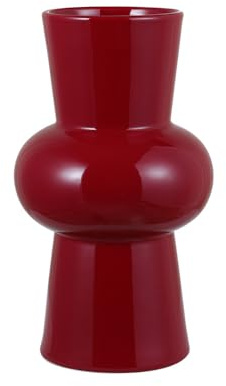 Modern Decorative Ceramic Vases for Home Decor 7.8 Inch, Fall Minimalist Flower Vase for Pampas Grass (burgundy)