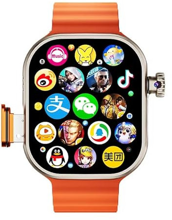 Reloj inteligente original DW100 S10 Ultra 3 con pantalla AMOLED de 2,29 pulgadas, GPS, WIFI, desbloqueo facial, descarga de aplicaciones, ranura para tarjeta SIM (plata naranja, 4GB 64GB)