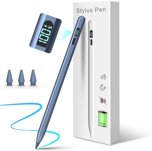 Mixoo Stylus Pen für iPad 2018-2026, Akkuanzeige, 11 Std. Laufzeit, Blau | Handflächenablehnung/Neigungssensitivität, magnetischer Stift für Apple iPad 6–10/A16, Pro M4 11/12,9, Mini 5–7, Air 3–5