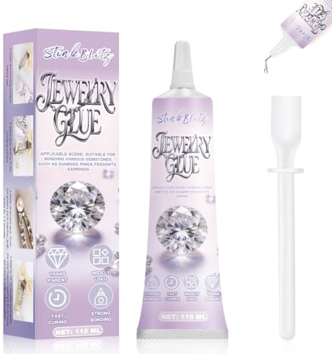 Colla per Bigiotteria Trasparente, Colla per Gioielli Extra Forte, Flessibile,Adatto per Incollaggio di Gioielli, Pietre Preziose e DIY Projekte, Adesivo Multiuso 110ml