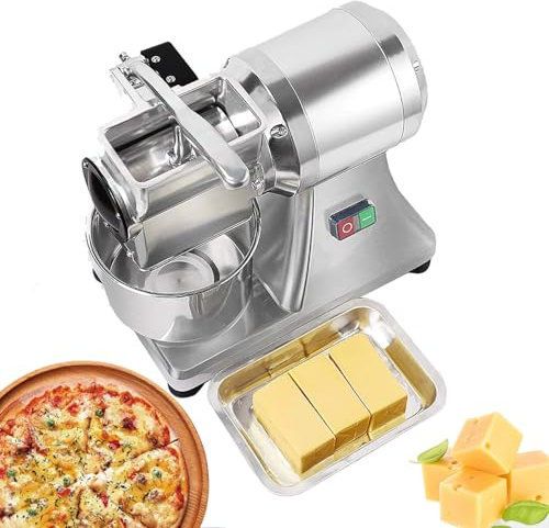 GAYAYAS Rallador de Queso eléctrico Comercial de Acero Inoxidable de 550 W, 40 kg/h, para Queso, Mantequilla, Pan, etc., Resistente, Ideal para restaurantes