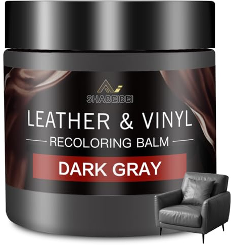 SHABEIBEI Kit de Réparation Cuir Gris foncé, 200ml – Entretien Cuir pour Canapés, Meubles en Cuir, Sièges de Voiture et Sacs, Réparation de Rayures & Peinture pour Cuir Synthétique et Véritable