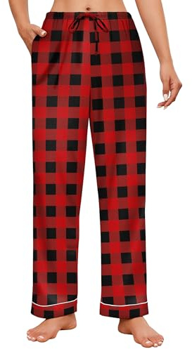 Ekouaer Pantaloni Pigiama Donna Inverno Pantalone Lunghi Pigiama con Tasche Eleganti Pantaloni Tuta per Casa Morbido S-XXL
