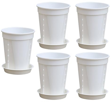 Generico Vasi per Piante | Fioriere - 5 Pezzi Contenitori con Sottovasi Cassetta per Piante da Balcone Esterno Terrazza Interno Finestra