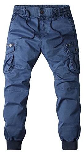 Pantalones cargo para hombre, estilo casual, de algodón, ajustados, pantalones tácticos para correr, con cordón elástico y múltiples bolsillos, pantalones de trabajo duraderos, para acampar