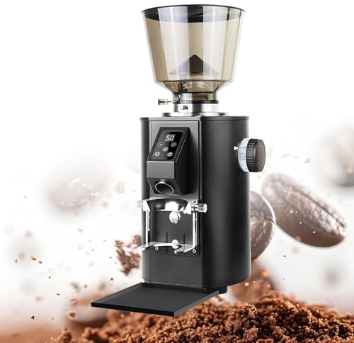 Molinillo de granos de café espresso, molinillo de rebabas plano comercial con 9 ajustes precisos y modos de dosificación duales