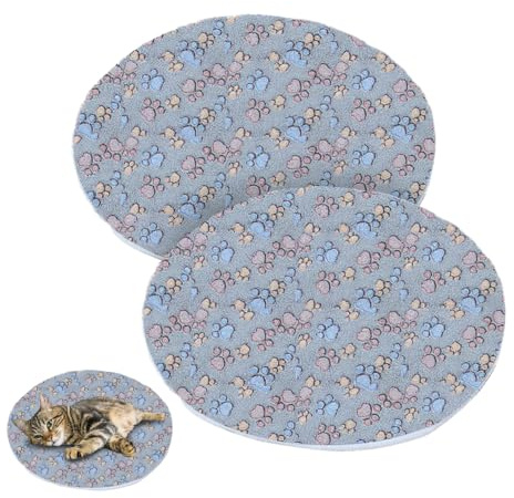 DONGKER Katzen Liegematte, 2 Stuck 40cm Rund Doppelseitiges Katzendecken, Waschbar Flauschiges Kuschelbett Bettmatte aus Korallenvlies für Katze Kleine Hunde