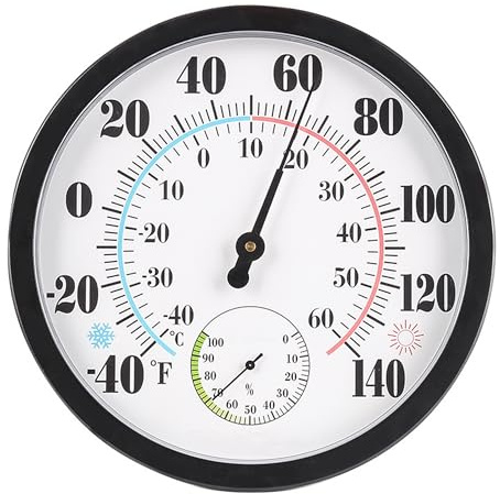 HUSHAX Termometro a Parete Igrometro, Igrometro Analogico e Termometro Da Interno 2 In 1, Igrometro Umidità Casa, Wanduhr Mit Thermometer Und Hygrometer, Telassi a Colori, Per Casa, Ufficio, Ecc