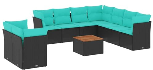 vidaXL 11-teiliges Loungeset mit Kissen Polyrattan Schwarz Gartenset Gartenmöbel Terrassenset Gartenbank Terrassenmöbel Loungebank Lounge Set Garten