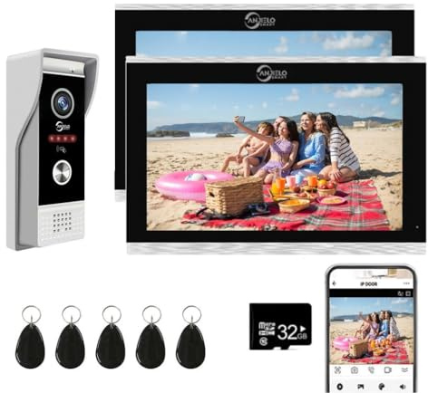 Tuya - Videocitofono con schermo touch screen da 10 pollici, video 1080p, sistema di videocitofono intelligente cablato, supporto per appartamenti, ville e case (campanello + 2 monitor)