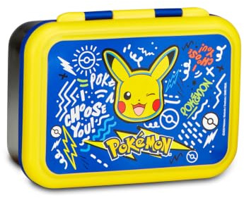 Seven Fiambrera Pokemon, azul, 850 ml, resistente al calor, divisor interior, apto para lavavajillas, base de acero, escuela, deporte, viaje, niño, niña