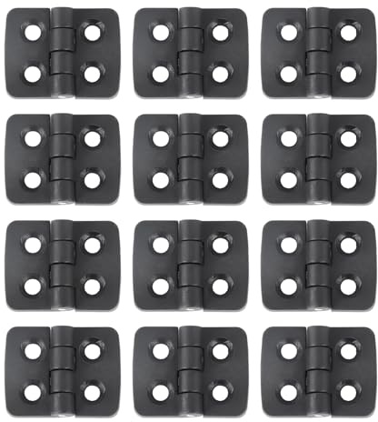 ARYIMYDP 12 Pièces Mini Charnières Plastique 30x40mm - Petites Charnières Noires pour Meubles, Boîtes, Portes & Projets DIY - Polyamide Résistant aux Intempéries, Sans Rouille