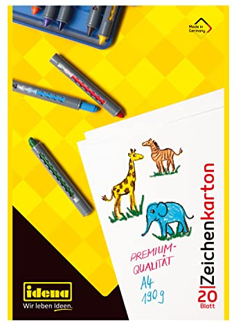 Idena - Zeichenkarton, DIN A4, 20 Blatt, 190 g/m², 1 Stück