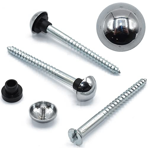 Falcon Workshop Supplies Ltd 4 x 1.5 x 8g MIRROR SCREWS WITH 4 x CHROME DOME CAPS & 4 x RUBBER GROMMETS