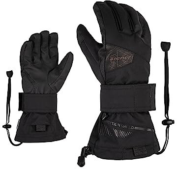 Ziener Erwachsene Maximus AS Snowboard-Handschuhe/Wintersport | Wasserdicht, Atmungsaktiv, Protektor Innenseite und Oberhand, Black/tan, 10,5, Schwarz