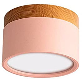 LAI HO Downlight À LED, Luminaire De Plafond Monté en Surface À LED Moderne en Bois Nordique, Projecteur Blanc Froid en Aluminium pour Couloir De Cuisine De Salle À Manger,Rose,15W