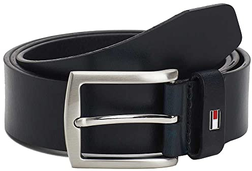 Tommy Hilfiger Cinturón Hombre New Denton 3.5 Belt Cinturón de piel, Azul (Midnight), 90 cm