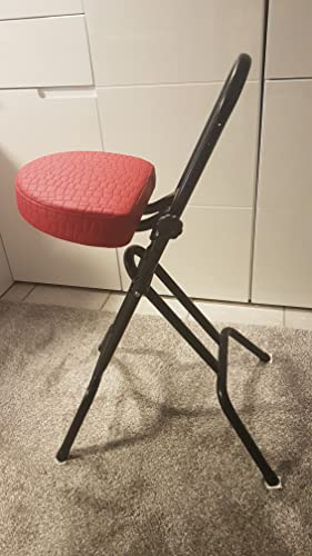 LIBEDOR Sitzhocker, Arbeitshocker, Bürohocker, Stehhilfe Stehhocker Ergonomischer - Sitz höhenverstellbar , Bezug Rot. Für Menschen ab 155 cm Groß.