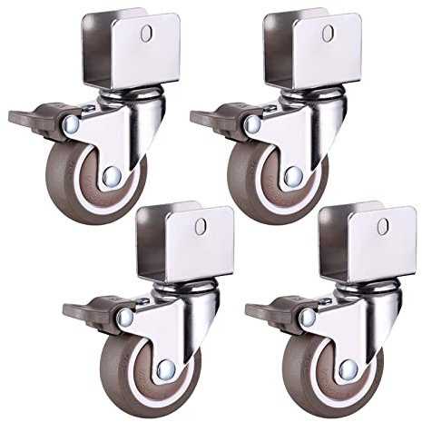 Suwooy 4 STK. Lenkrollen 25mm 37mm, Möbelrollen, Schwenkrollen Mit Bremse, Gummirollen Mit U-förmigen Montageplatten, Transportrollen, Rollen Für Möbel, Lenkrollen Klein,4Brakes-25mm/U18