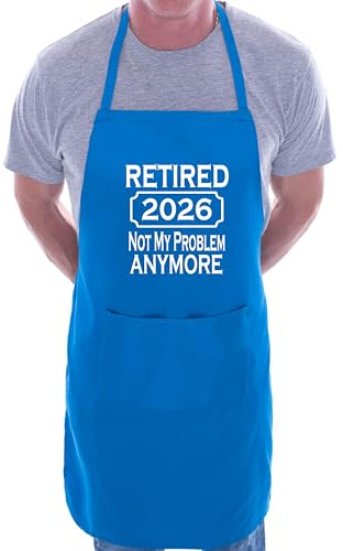 Print4U I Retired in 2026 Retirement Gift BBQ Baking Cooking BBQ Apron Blue